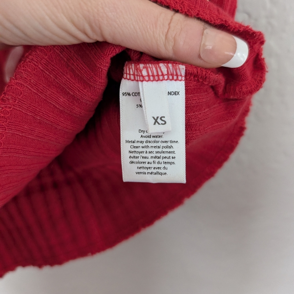 AYAI Red Ribbed Off-Shoulder Top - Picture 3 of 4